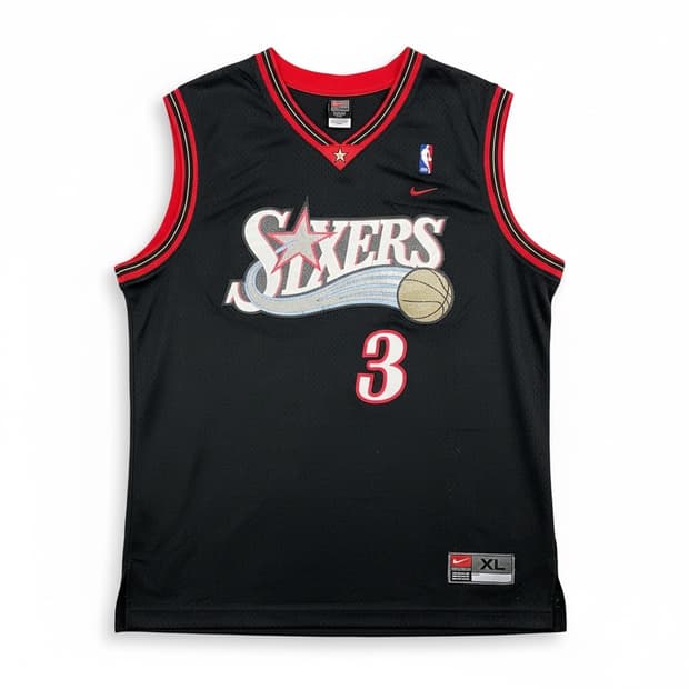90s 나이키 빈티지 필라델피아 식서스 앨런 아이버스 NBA 져지 XL 