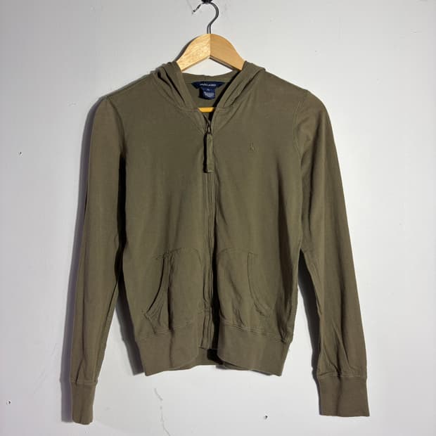 폴로 스티치 포인트 카키 후드집업 (무료배송)