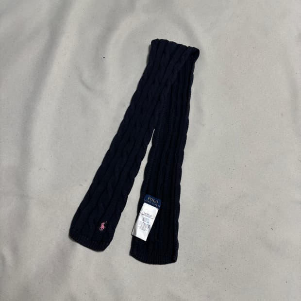 OS 폴로랄프로렌 핑크 포니 네이비 케이블 스카프