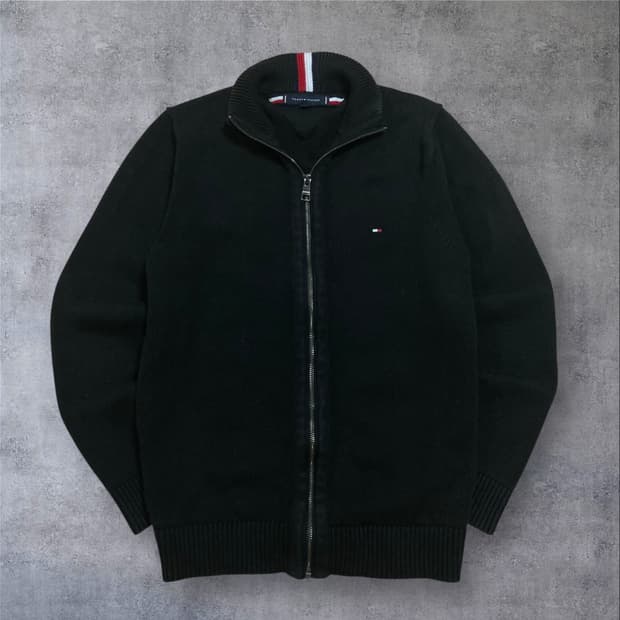 타미힐피거 스몰 로고 미니멀 니트 집업