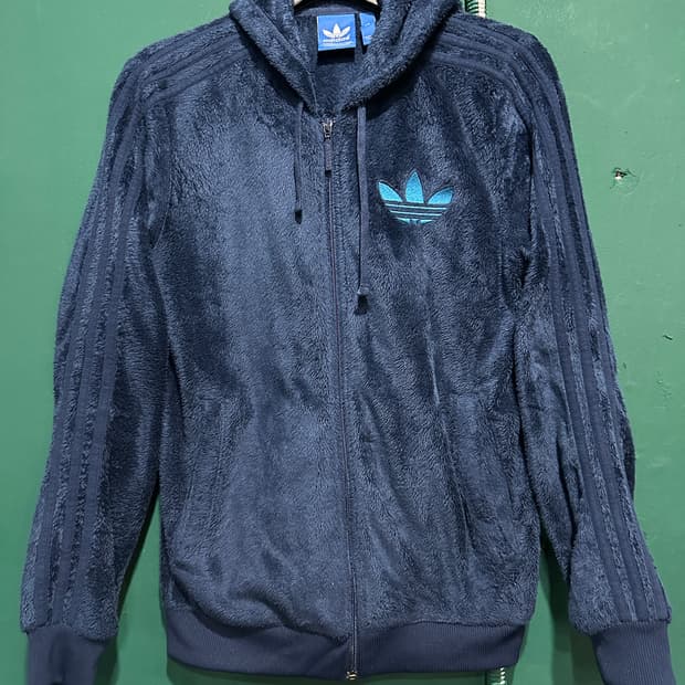 아디다스 퍼 후드자켓 네이비 90