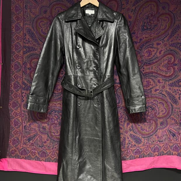 H&M  Hennes 여성용  트렌치 가죽코트