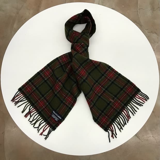 폴로 울 체크 머플러