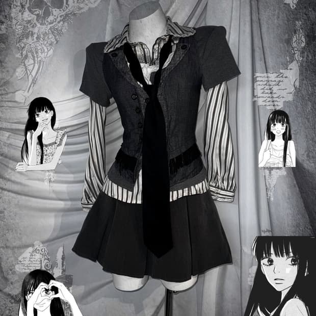 엑시즈팜 무채색 사와코깔 그레이 공겜여주 니혼진 코디세트 