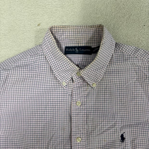L 폴로랄프로렌 화이트 코튼 체크 셔츠