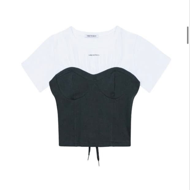 쓰리투에이티 Corset Layered T-Shirt charcoal