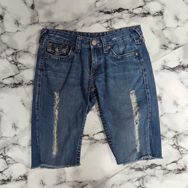 트루릴리전 데님팬츠 5부반바지(남녀공용)