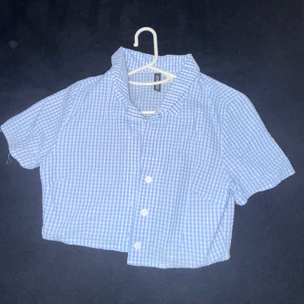 H&m 셔츠 블루 체크 블라우스 크롭티셔츠 여자 여름옷