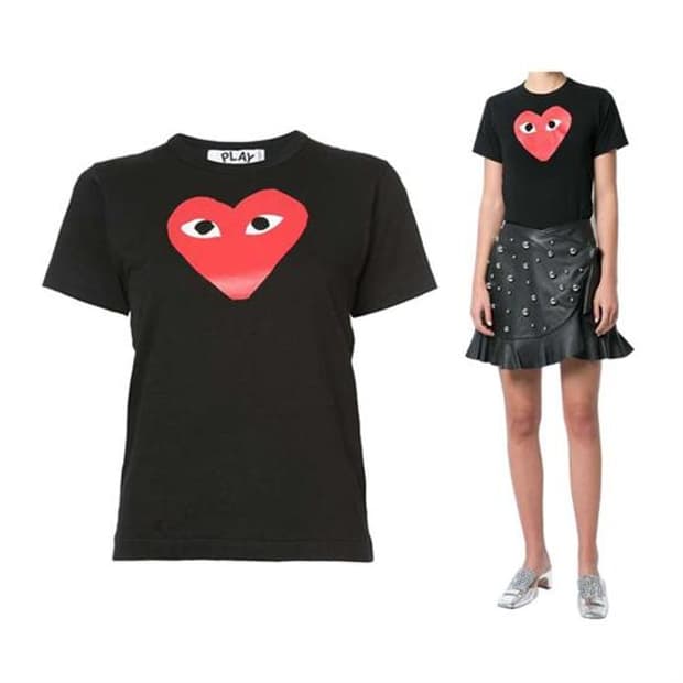 [[여성 M, A급] 꼼데가르송 레드하트 여성 반팔티@213