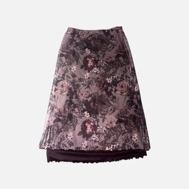 vintage layered frill midi skirt