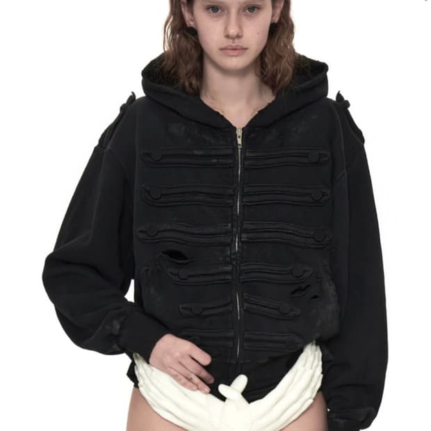 604service ARMY DISTRESSED HOODIE ZIP