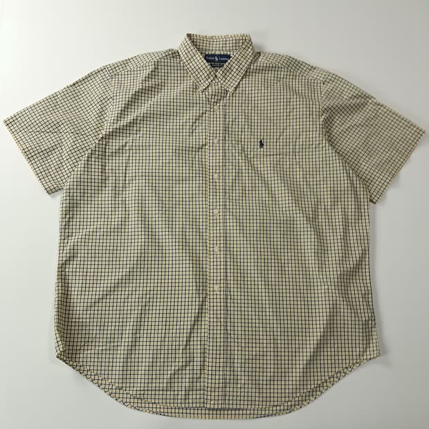 CA464 2XL 폴로 빅사이즈 90s 옐로우 마이크로체크 반팔 셔츠