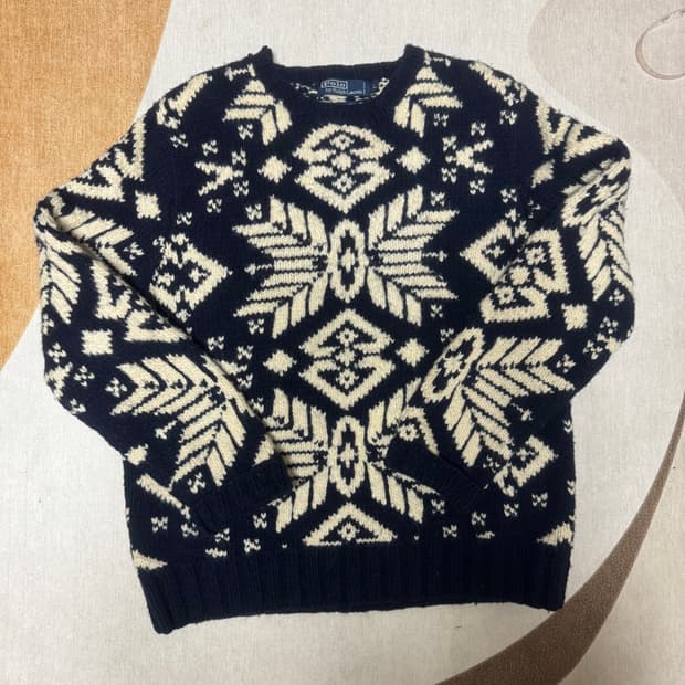 빈티지 폴로 헤비 핸드니트 노르딕 스웨터 polo 90s