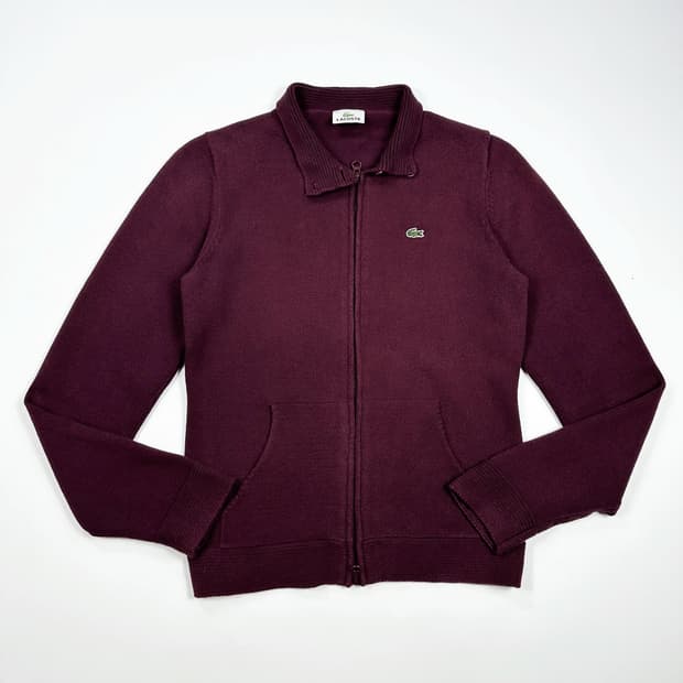 라코스테 재팬 빈티지 투웨이 니트 집업 버건디 여성S