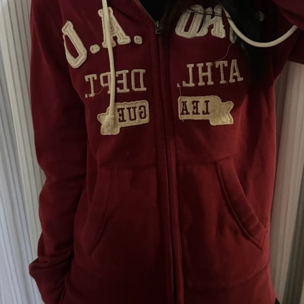 후아유 버건디 후드집업 M