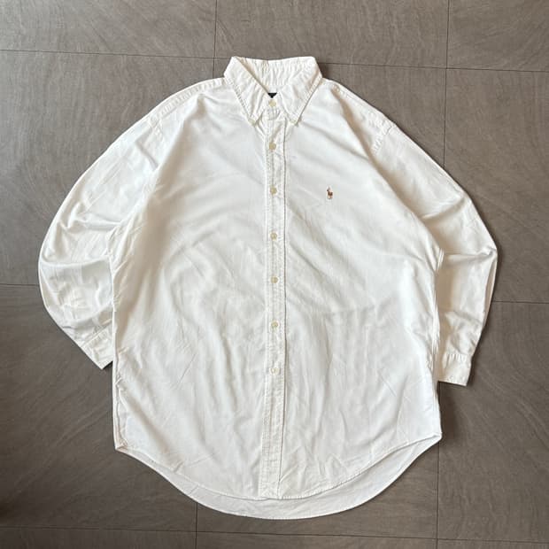 폴로 화이트 멀티 포니 로고 옥스포드 셔츠