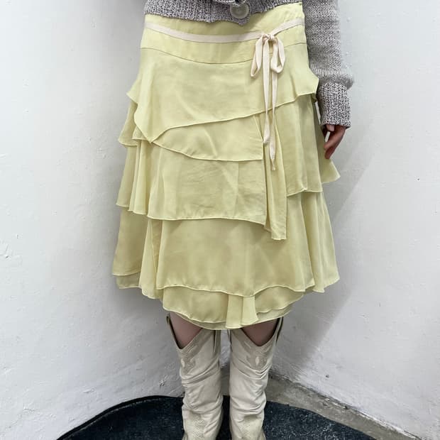 레몬 시어 프릴 캉캉 스커트🍋