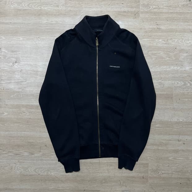 캘빈클라인 진스 스탠드넥 기모 코튼 집업자켓 [블랙] XL/105