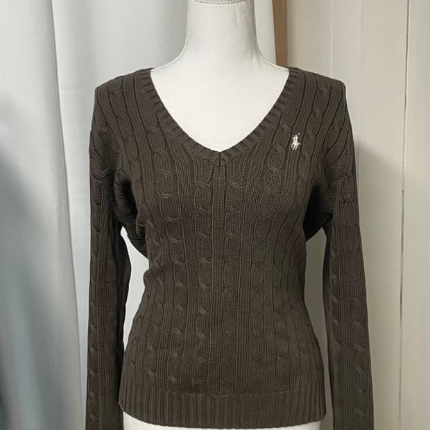 폴로 랄프로렌 초코 모카브라운 브이넥니트