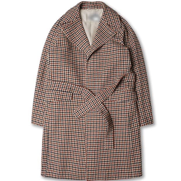 에토네 [Etonne] 하운드 투스 체크 레글런 벨티드 코트