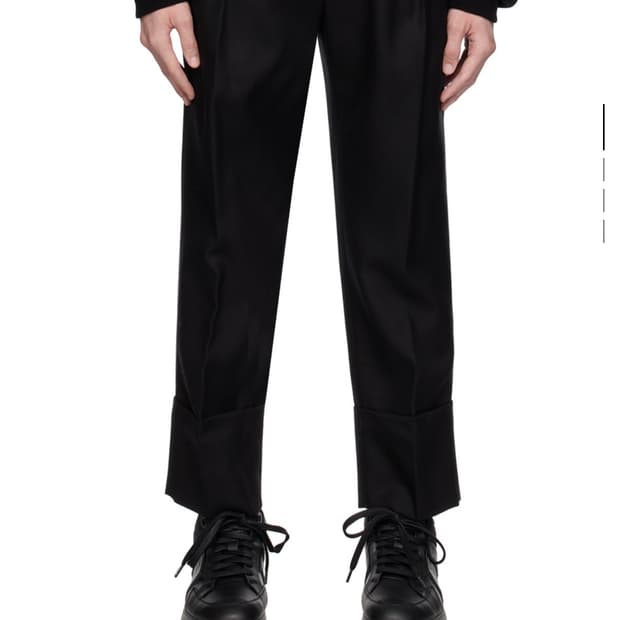 우영미 블랙 턴업 슬랙스 48 새상품