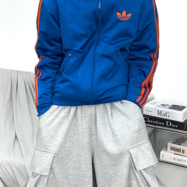 아디다스 블루 오렌지 파이어버드 트랙탑 져지 S