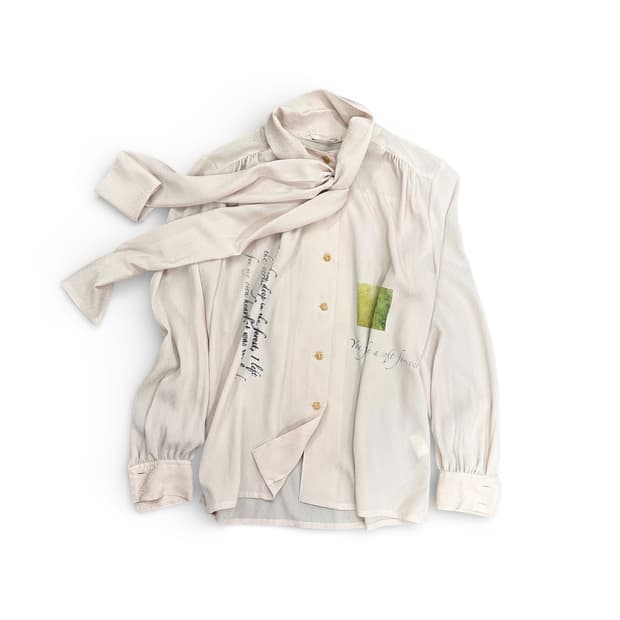 Lettering See Through Muffler Shirt