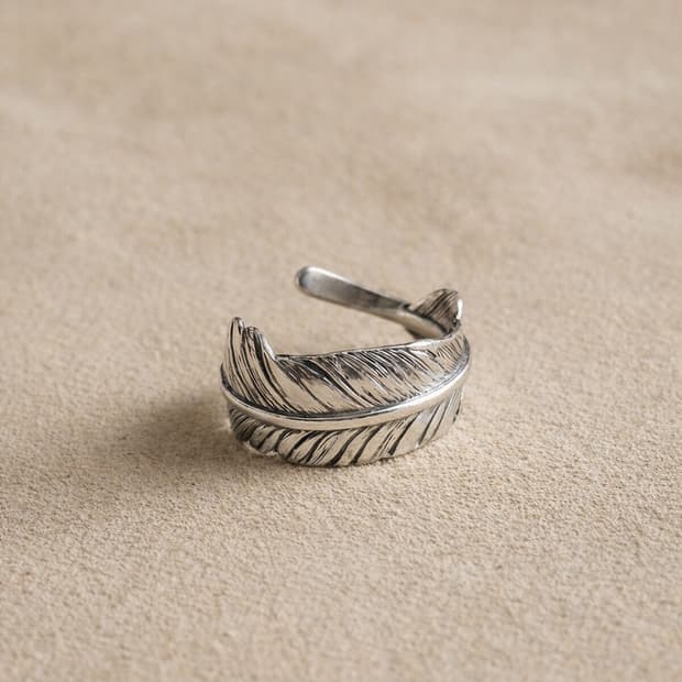 (925)페더 오픈 실버 남자반지