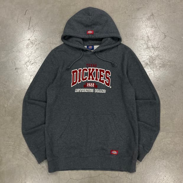 디키즈 차콜 그레이 컬러 스펠아웃 빅로고 후드티