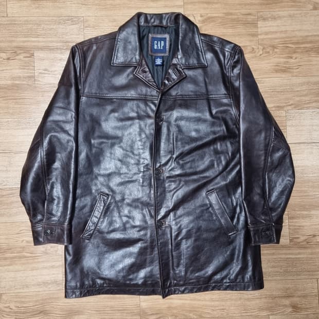 올드 갭 old gap 빈티지 레더 카코트 다크 브라운 L
