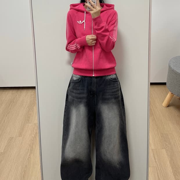 아디다스 Y2K 파이어버드 핑크 후드집업