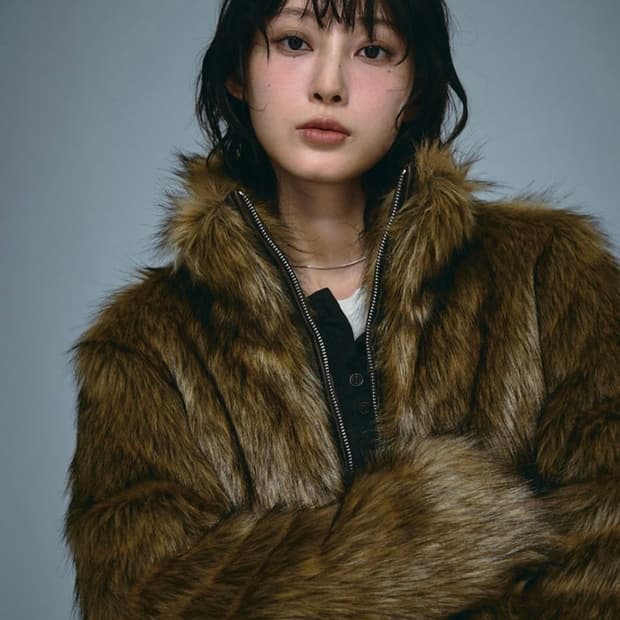 에잇세컨즈 와일드 블루종  옐로이시 브라운 퍼자켓 165Y3VAY1B