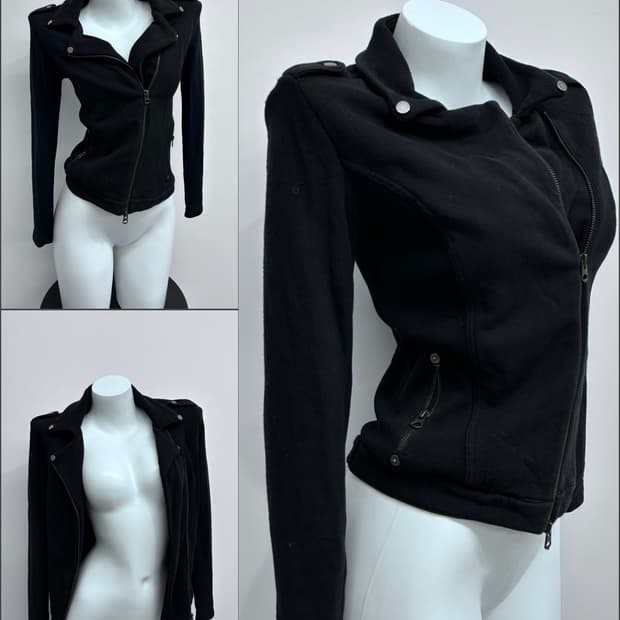 아르마니 사선 지퍼 코튼 자켓