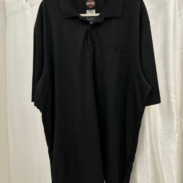 할리데이비슨 블랙 자수 로고 기능성 PK 반팔 카라티 2XL