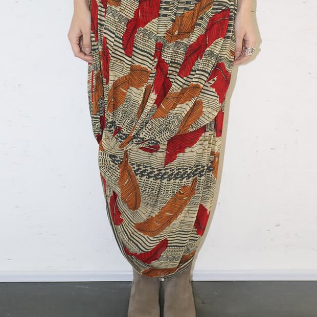 스포츠막스 초기 00s 비대칭 오리엔탈 스커트