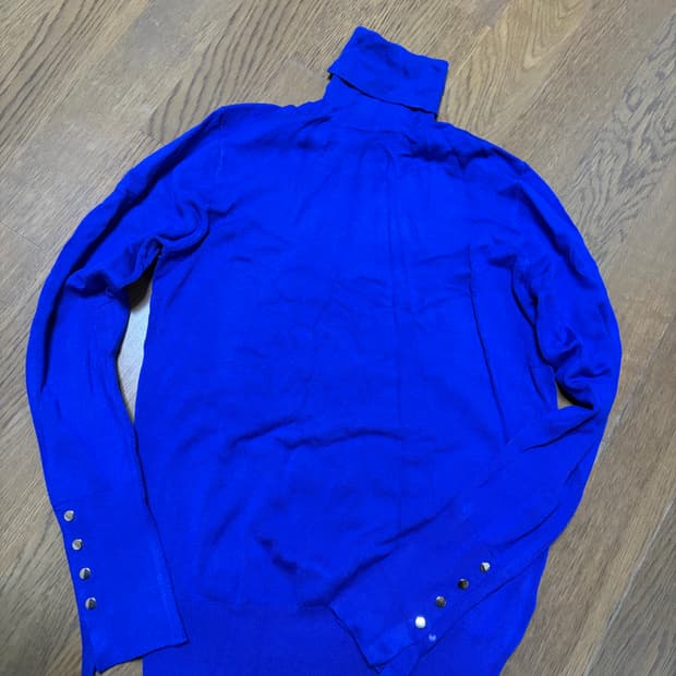 자라 베이직 플레인 니트 스웨터 하이넥 블루