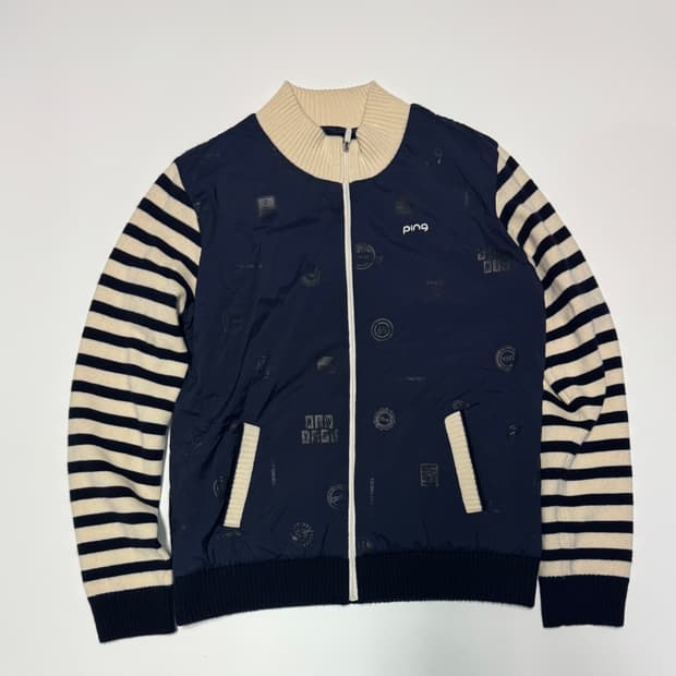 여성 핑 PING 골프 스트라이프 소매 방풍 니트 집업 s