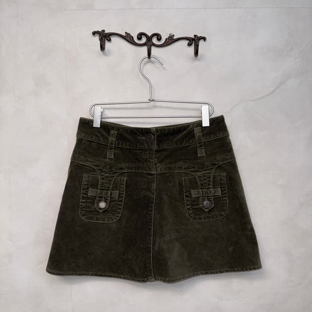 Calvin Klein khaki corduroy buckle skirt