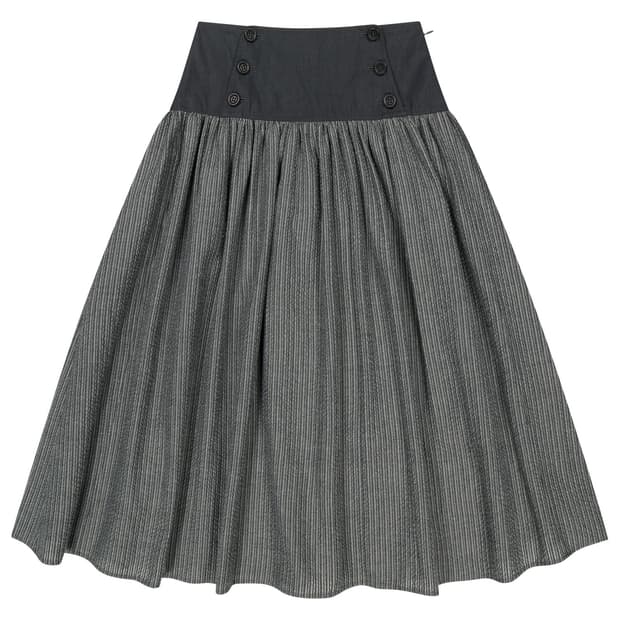 코이세이오 더블 버튼 스트라이프 스커트 블랙 