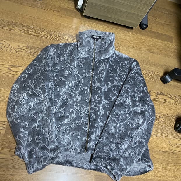 ourpas 031 페이즐리 자카드 후리스 자켓 그레이 os