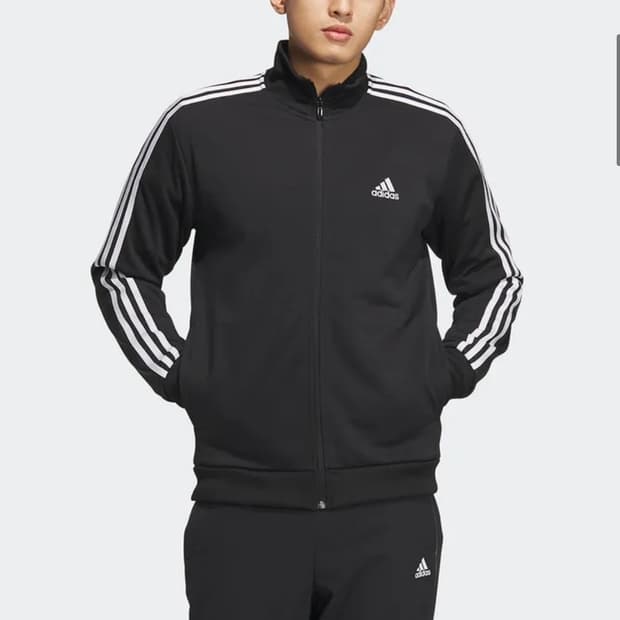 아디다스 S3레귤러핏 더블 니트 트랙탑 블랙