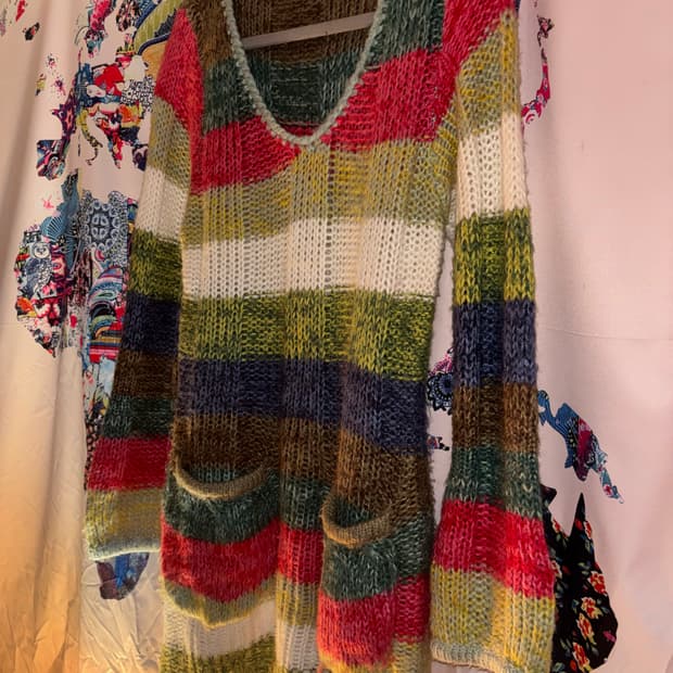 컬러풀 스트라이프 니트 하구미 히피