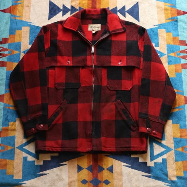 엘엘빈 70s 울 버팔로 플레이드 맥키노 자켓