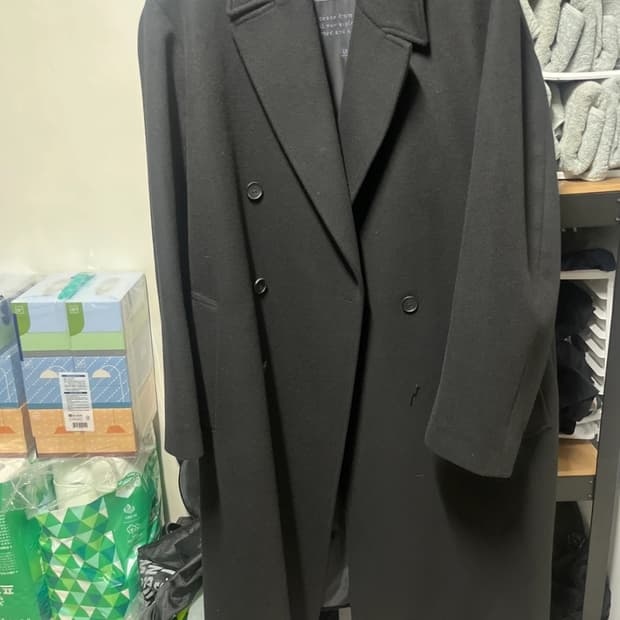 인사일런스 더블 블랙 롱코트 L