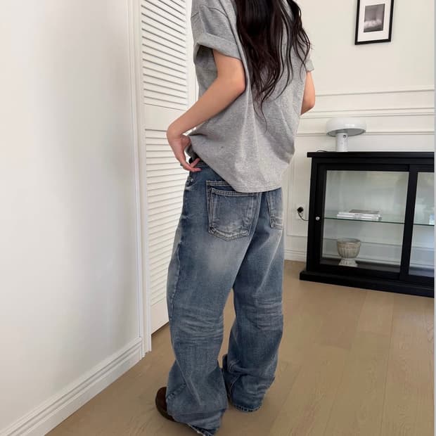 아카이브류 더블 백 포켓 데님