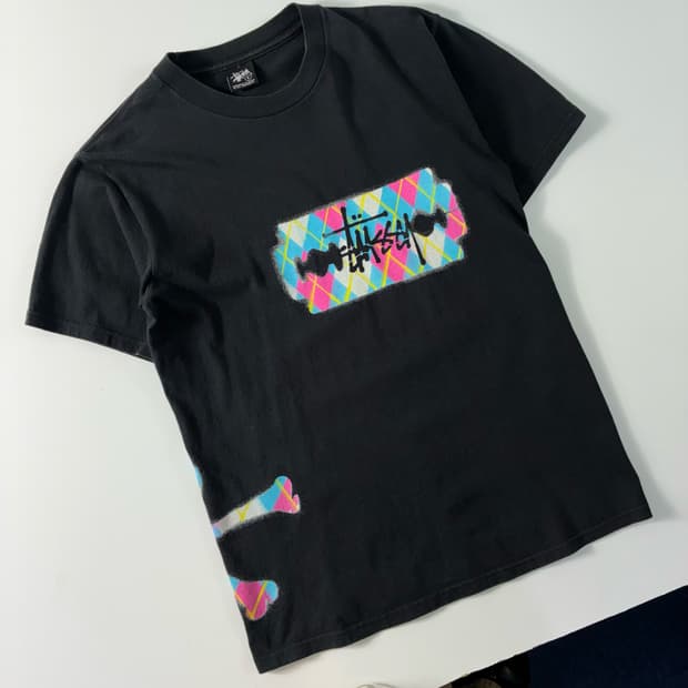 Stussy  스투시 00,s 아가일 체크 블랙 반팔티셔츠  