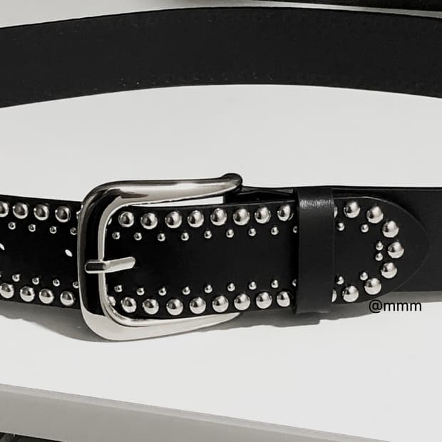 [이태리 통가죽] 더블 스터드 가죽벨트