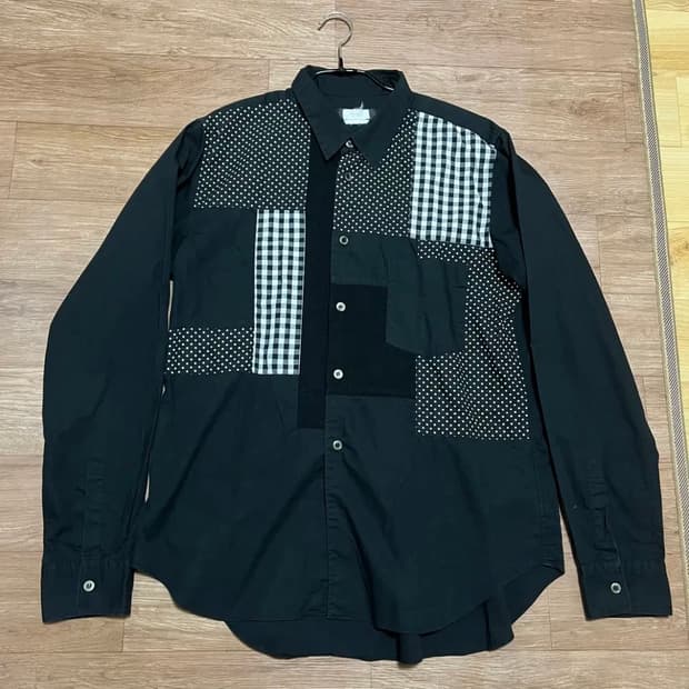 블랙 꼼데가르송 패치워크 셔츠