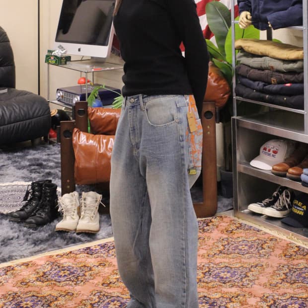 아카데믹스 백프린팅 데님