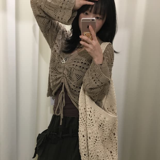 Crochet drawstring knit